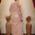Peach party wear soft georgette sequin saree with plain blouse
