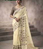 off white cotton blend woven pallu tassels casaul wear saree