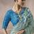 sky blue cotton blend woven pallu tassels casaul wear saree