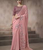 baby pink cotton blend woven pallu tassels casaul wear saree