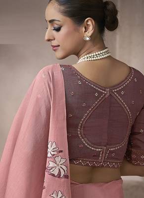 baby pink cotton blend woven pallu tassels casaul wear saree 3