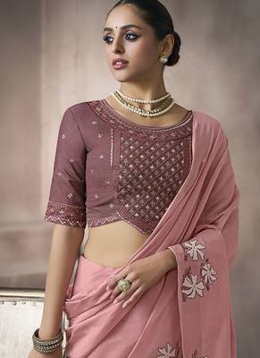 baby pink cotton blend woven pallu tassels casaul wear saree 4