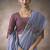lavender blue cotton blend woven pallu tassels casaul wear saree