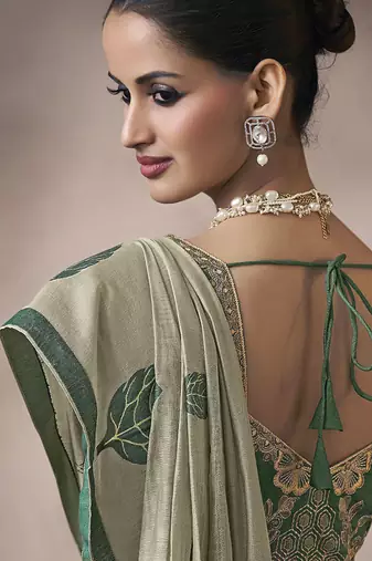 gray cotton blend woven pallu tassels casaul  wear saree