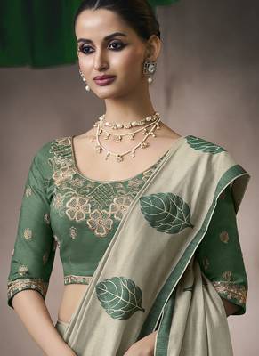 gray cotton blend woven pallu tassels casaul  wear saree 3