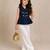 Blue and white embroidered imported crepe co ord set