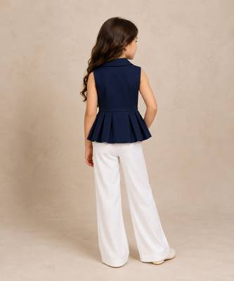 Blue and white embroidered imported crepe co ord set 2