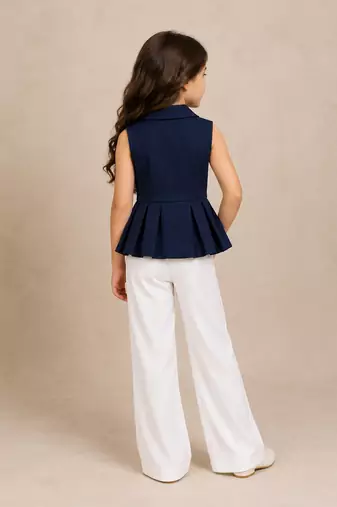 Blue and white embroidered imported crepe co ord set