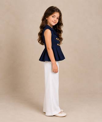 Blue and white embroidered imported crepe co ord set 3