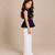 Blue and white embroidered imported crepe co ord set