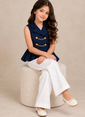Blue and white embroidered imported crepe co ord set 4