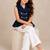 Blue and white embroidered imported crepe co ord set