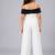White and black embroidered imported crepe jumpsuit
