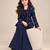 Deep blue embroidered imported crepe coat and pant set