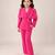 Hot pink embroidered imported crepe coat and pant set
