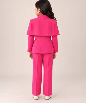 Hot pink embroidered imported crepe coat and pant set 2