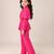 Hot pink embroidered imported crepe coat and pant set