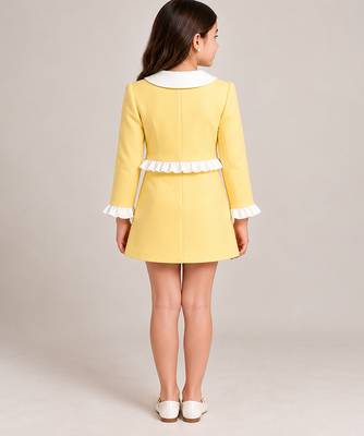 Butter yellow embroidered imported crepe co ord set 3