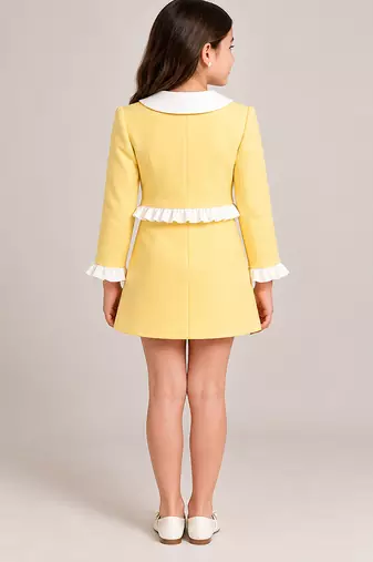Butter yellow embroidered imported crepe co ord set