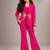 Hot pink embroidered imported crepe coat and pant set