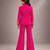 Hot pink embroidered imported crepe coat and pant set