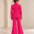 Hot pink embroidered imported crepe coat and pant set