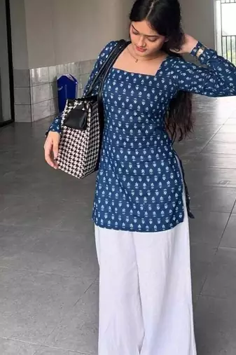 Pack of 2 handmade ajrakh block printed rayon fabric  short kurti for women's