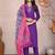 PURPLE EMBROIDERY WORK COTTON BLEND ETHNIC WEAR KURTI PANT DUPATTA SET