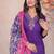 PURPLE EMBROIDERY WORK COTTON BLEND ETHNIC WEAR KURTI PANT DUPATTA SET