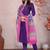 PURPLE EMBROIDERY WORK COTTON BLEND ETHNIC WEAR KURTI PANT DUPATTA SET
