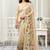 beige satin digital print with sequeince work party wear saree