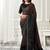 black satin digital print with sequince work party wear saree