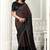 black satin digital print with sequince work party wear saree