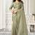 olive organza sequince work party wear saree