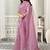 onion pink organza floral hand print with swaroski stone work party wear saree