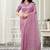 onion pink organza floral hand print with swaroski stone work party wear saree