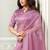 onion pink organza floral hand print with swaroski stone work party wear saree