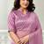 onion pink organza floral hand print with swaroski stone work party wear saree