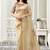beige organza floral hand print swaroski stone work party wear saree