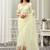 off white organza floral print sequince work party wear saree