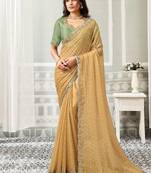 Chiku georgette jacquard sequince work party wear saree