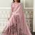 onion pink satin floral digital print beads & sequince work party wear saree