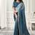shaded powder blue satin sequince & stone work party wear saree