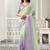 shaded light sea green & lilac organza swaroski stone work party wear saree
