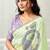 shaded light sea green & lilac organza swaroski stone work party wear saree