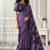 purple jaquard satin printed with beads & sequince work party wear saree