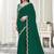 green crape embroidered border party wear saree