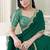green crape embroidered border party wear saree
