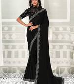 black crape sequince work boder party wear saree