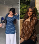 Pack of 2 handmade ajrakh block printed rayon fabric  short kurti for women's